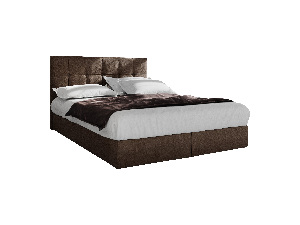 Bračni krevet Boxspring 160 cm Porto (tamnosmeđa) (s madracem i prostorom za odlaganje)