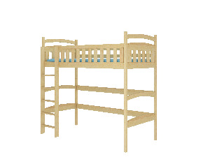 Dječji krevet na kat 200x90 cm Milo (s podnicom i madracem) (bor)