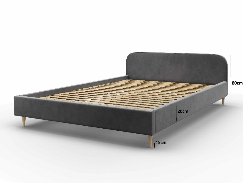 Bračni krevet 160 cm Lon (tamnosiva) (bez podnice i prostora za odlaganje)