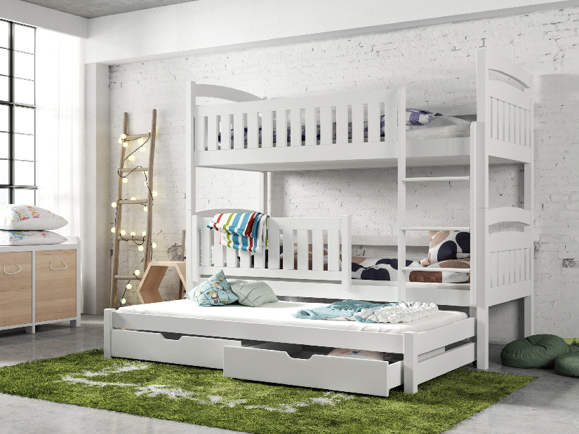 Dječji krevet 90 x 190 cm BLAIR (s podnicom i prostorom za odlaganje) (bijela)