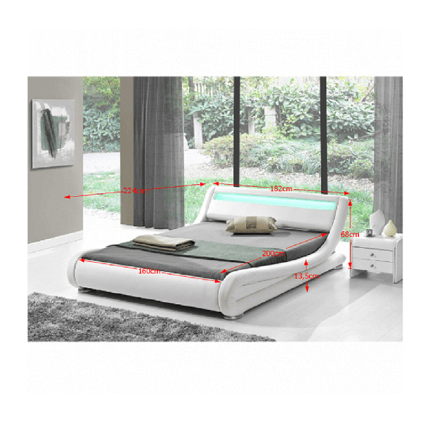 Bračni krevet 160 cm Sampana (S podnicom i LED) 