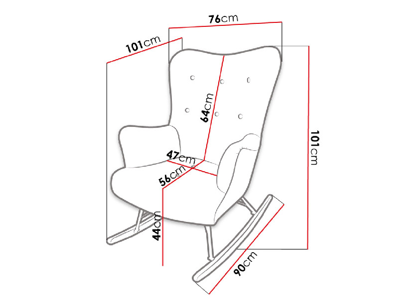 Fotelja za ljuljanje u skandinavskom stilu Aria (Magic Velvet 2234)