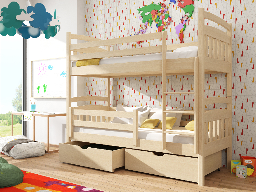 Dječji krevet 90 x 200 cm Galvin (s podnicom i prostorom za odlaganje) (borovina)