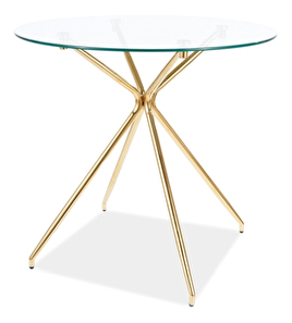 Blagovaonski stol Anastasia (staklo + zlatna) (za 4 osobe)