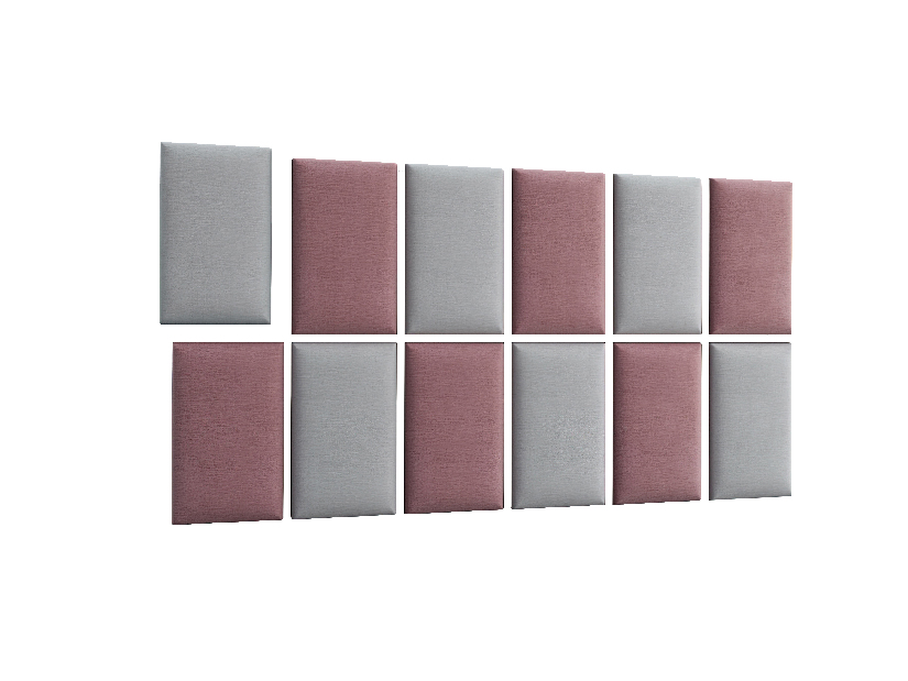 Set 12 tapeciranih panela Quadra 180x100 cm (ružičasta + svijetlosiva)
