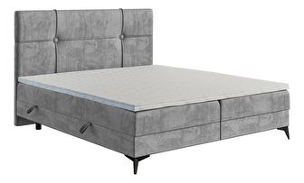 Bračni krevet Boxspring 160 cm Nivela (beton) (s madracem i prostorom za odlaganje)