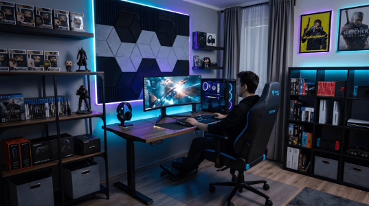 Vodič za gaming sobu: stol, stolica, prostor za pohranu i akustika