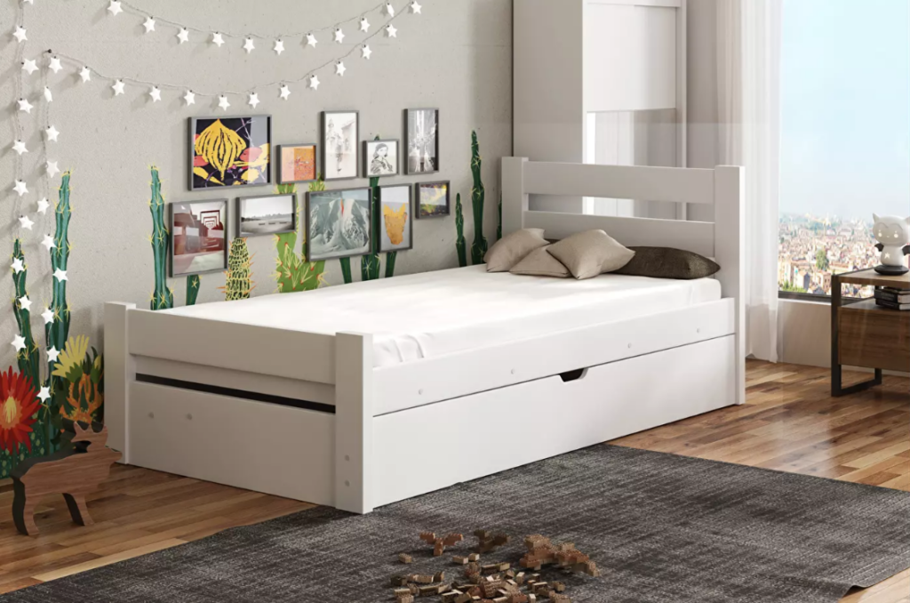 Krevet Nia minimalističkog dizajna prikladan je za dječju ili mladenačku sobu. Krevet ima zaštitnu pregradu koja sprječava pad. Krevet ima veliku ladicu za odlaganje posteljine. Ladica je sastavni dio kreveta.
