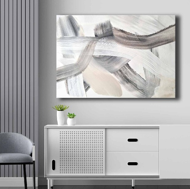 Jednostavne slike s geometrijskim oblicima i uzorcima, često u crno-bijeloj paleti.