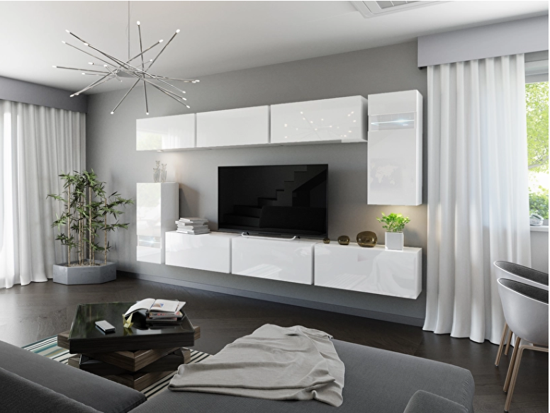 Namještaj za dnevni boravak proizvodi se u više boja. Ako ste ljubitelj drvene konstrukcije, pogledajte ponudu masivnih setova za dnevni boravak ili jeftinijih setova od iverice s uzorkom hrasta, šljive, borovine, oraha ili popularnog hrast sonoma sa raznim nijansama laka. Ako volite jednostavnost, odaberite tradicionalne nijanse crnog ili bijelog seta za dnevni boravak