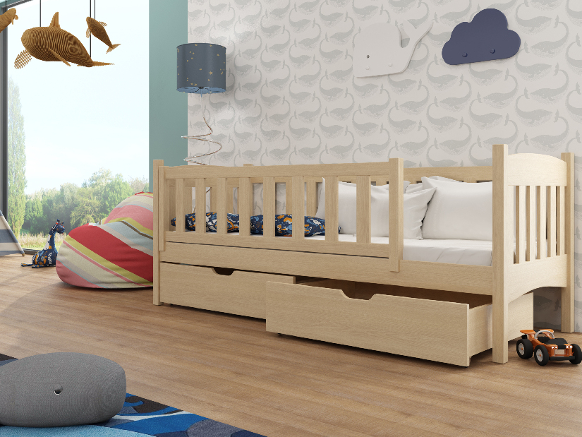 Dječji krevet 90 x 200 cm Gussie (s podnicom i prostorom za odlaganje) (borovina)