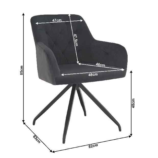 Dizajnerska okretna fotelja Vavien (tamnosiva)