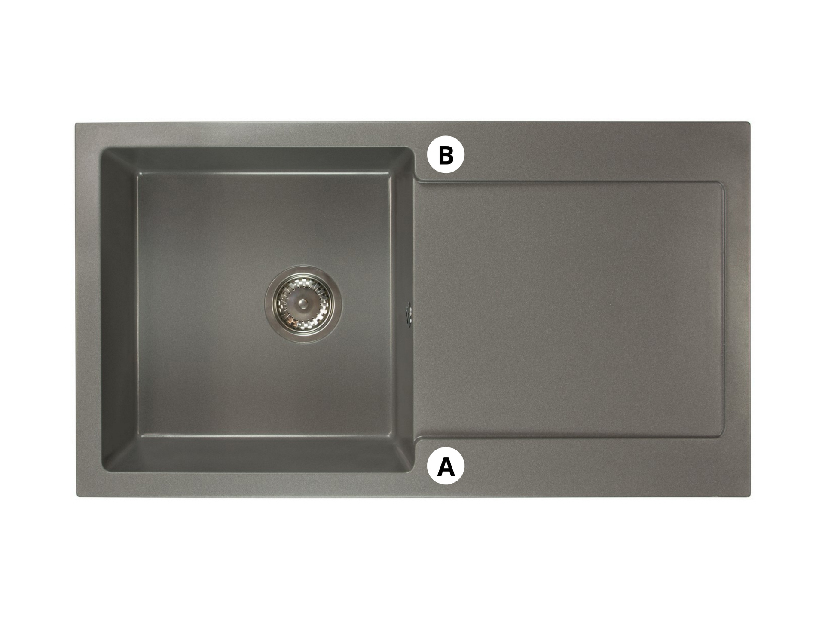Kuhinjski sudoper Adaxa (crna + tekstura) (sa 2 otvora za bateriju) (D)