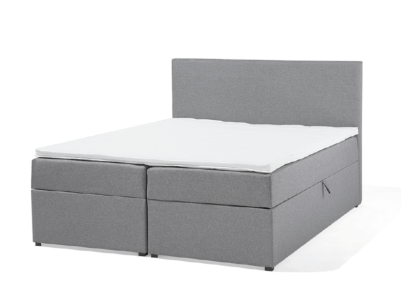 Bračni krevet Boxspring 160 cm SENNOR (s madracima i prostorom za odlaganje) (siva)