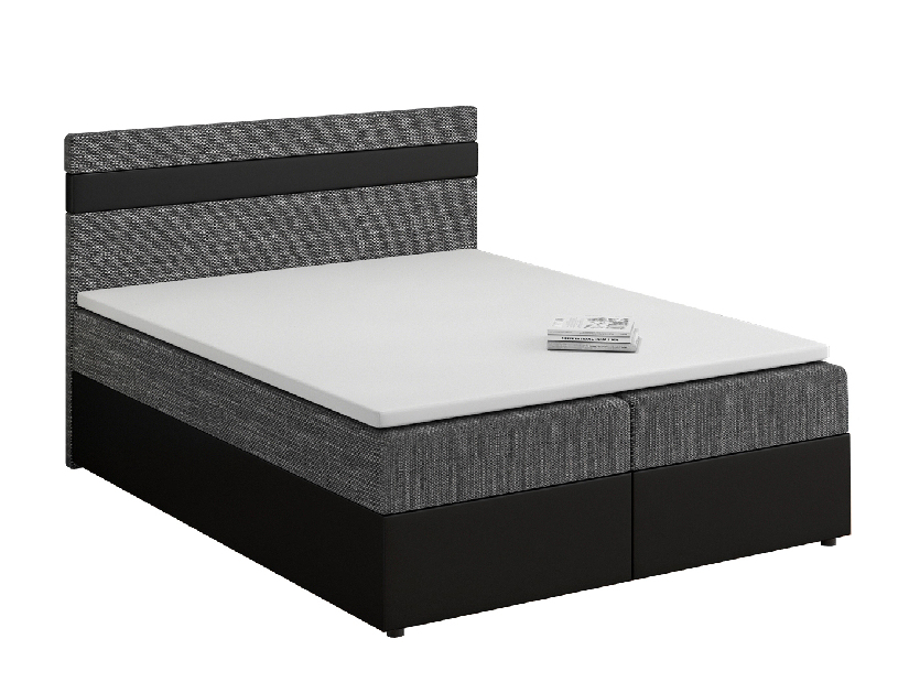 Bračni krevet Boxspring 160x200 cm Mimosa (s podnicom i madracem) (crna + tamno siva)