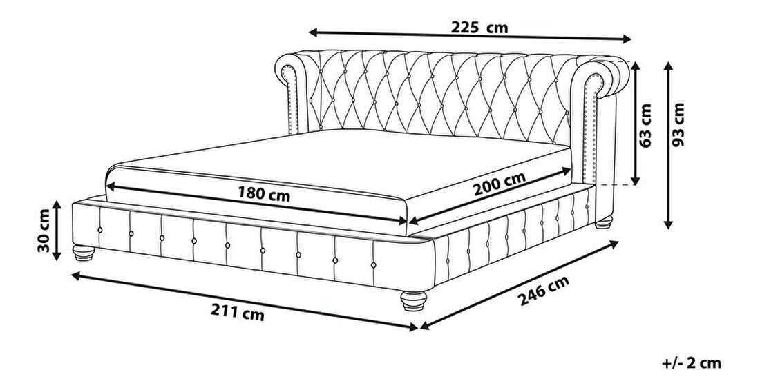 Bračni krevet 180 cm CAVILLA (s podnicom) (siva)