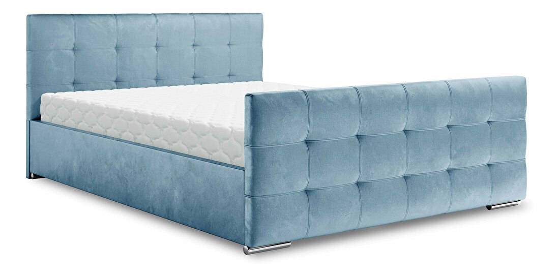 Bračni krevet 140 cm Billie (plava) (s podnicom i prostorom za odlaganje)