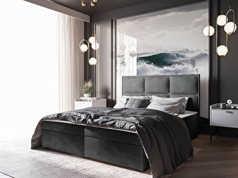 Bračni krevet 160 cm Mirjan Aspertam  I (siva) (s podnicom, madracem i prostorom za odlaganje)
