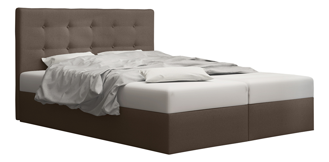 Bračni krevet Boxspring 180 cm Duel 1 Comfort (smeđa) (s madracem i prostorom za odlaganje)