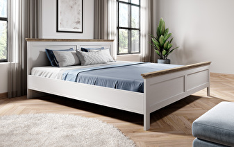 Bračni krevet 180 cm Elvina S tip 31 (bijeli popol + hrast lefkas)