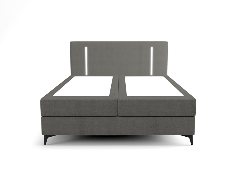 Bračni krevet 140 cm Ortega Comfort (tamnosiva) (s podnicom i madracem, s prostorom za odlaganje) (s LED rasvjetom)