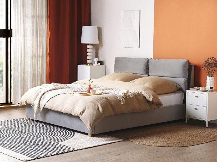 Bračni krevet 160 cm Batil (siva) (s podnicom) (s prostorom za odlaganje)