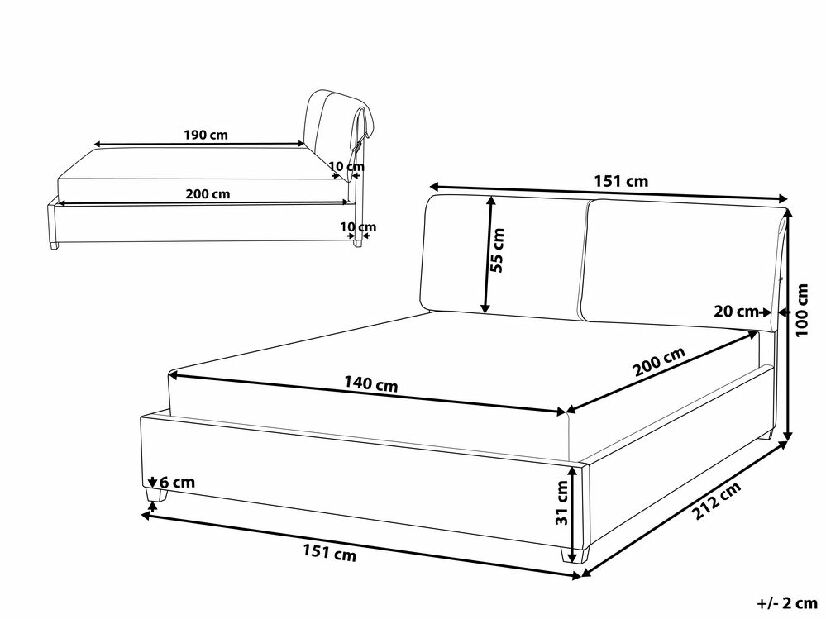 Bračni vodeni krevet 140 cm Blas (bež) (s podnicom i madracem)