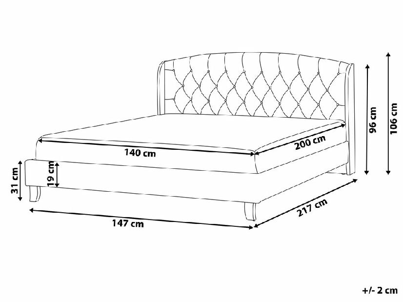 Bračni krevet 140 cm BORD (s podnicom) (bež)