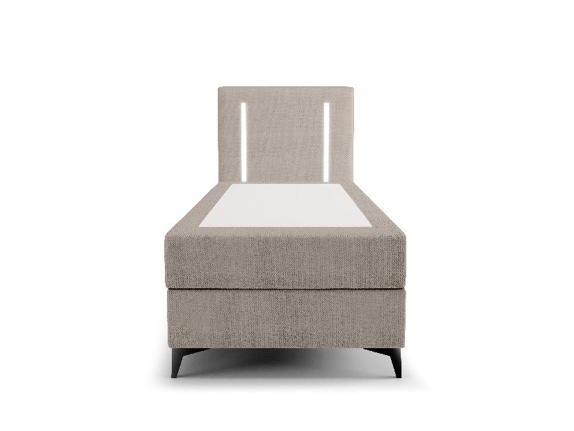 Jednostruki krevet 80 cm Ortega Comfort (sivo-smeđa) (s podnicom i madracem, s prostorom za odlaganje) (s LED rasvjetom)