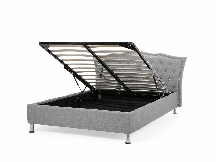 Bračni krevet 140 cm MATH (s podnicom i prostorom za odlaganje) (siva)
