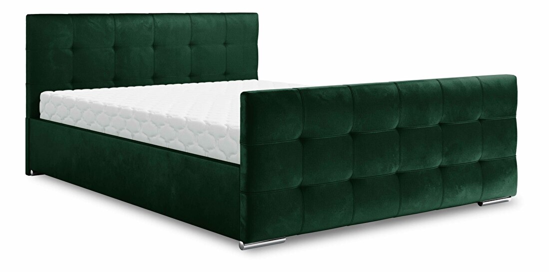 Bračni krevet 140 cm Billie (tamnozelena) (s podnicom i prostorom za odlaganje)