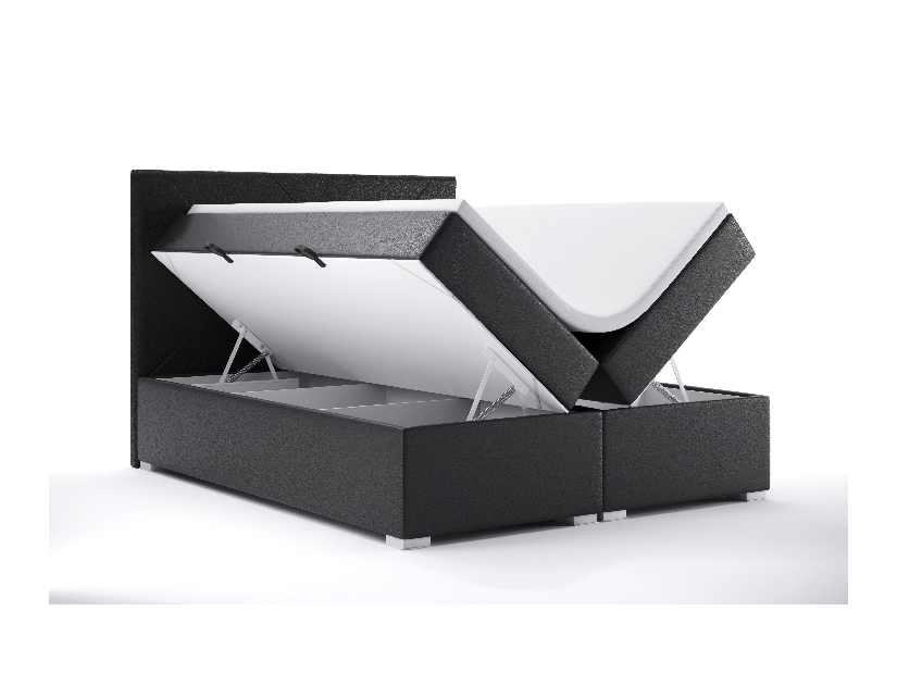 Bračni krevet Boxspring 180 cm Melo (crna ekokoža) (s prostorom za odlaganje)