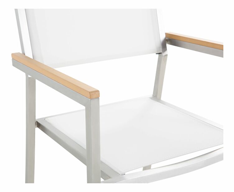 Vrtni set GROSSO (hrast) (laminat HPL) (bijele stolice) (za 6 osoba)