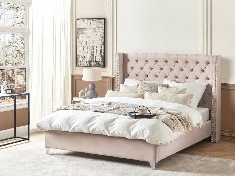 Bračni krevet 180 cm Lubbka (ružičasta) (s podnicom)