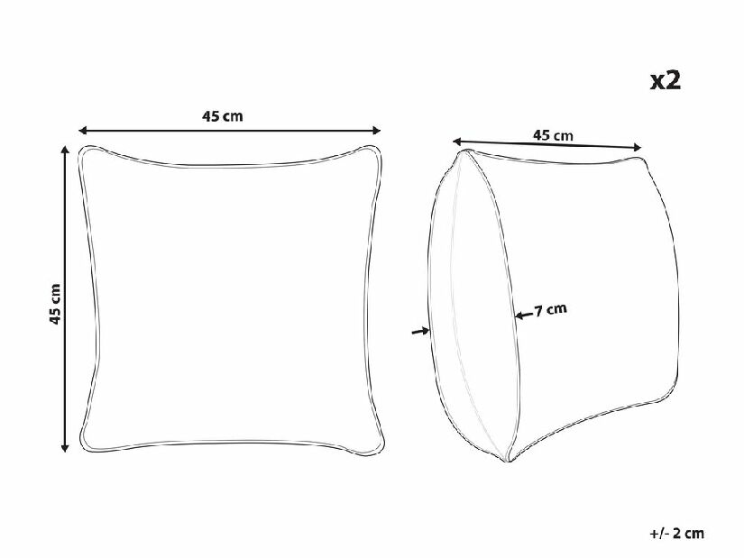 Set 2 ukrasna jastuka 42 x 42 cm Luba (bijela)