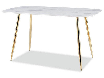 Blagovaonski stol Carolee (bijela + zlatna) (za 4 do 6 osoba)
