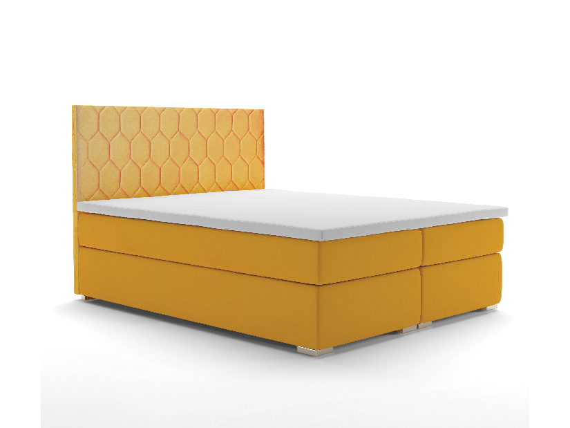 Bračni krevet Boxspring 180 cm Piranno (žuta) (s prostorom za odlaganje)