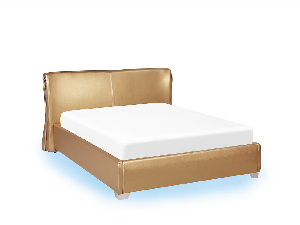 Bračni krevet 140 cm PARNAS (s podnicom i LED rasvjetom) (zlatna)