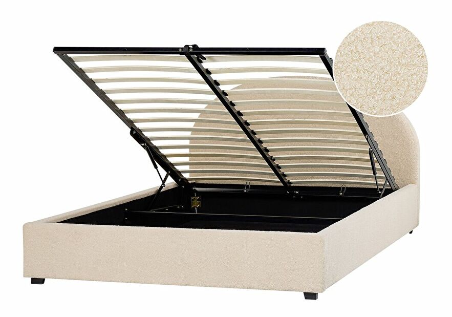 Bračni krevet 140 cm Verena (bež) (s podnicom i prostorom za odlaganje)
