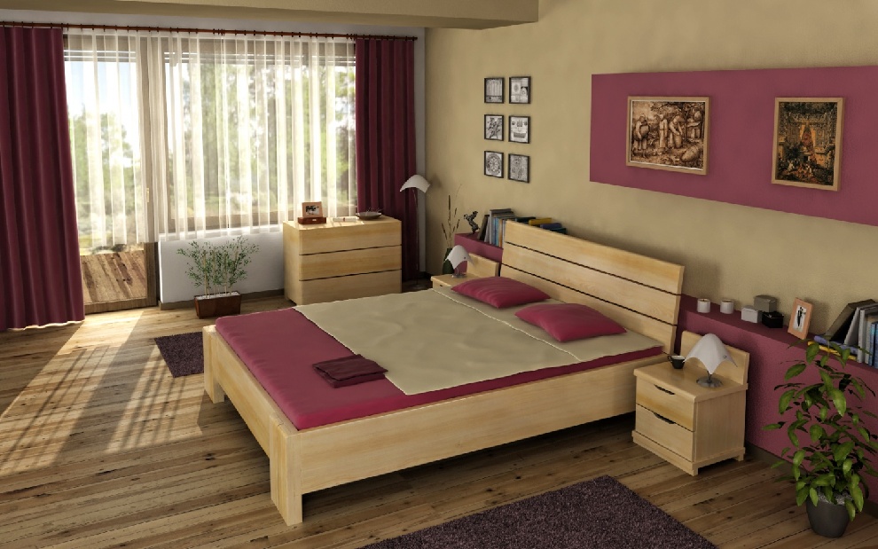 Bračni krevet 200 cm Tosen High BC (borovina)