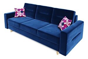 Kauč na razvlačenje Bergenia (plava + ružičasti jastuci)