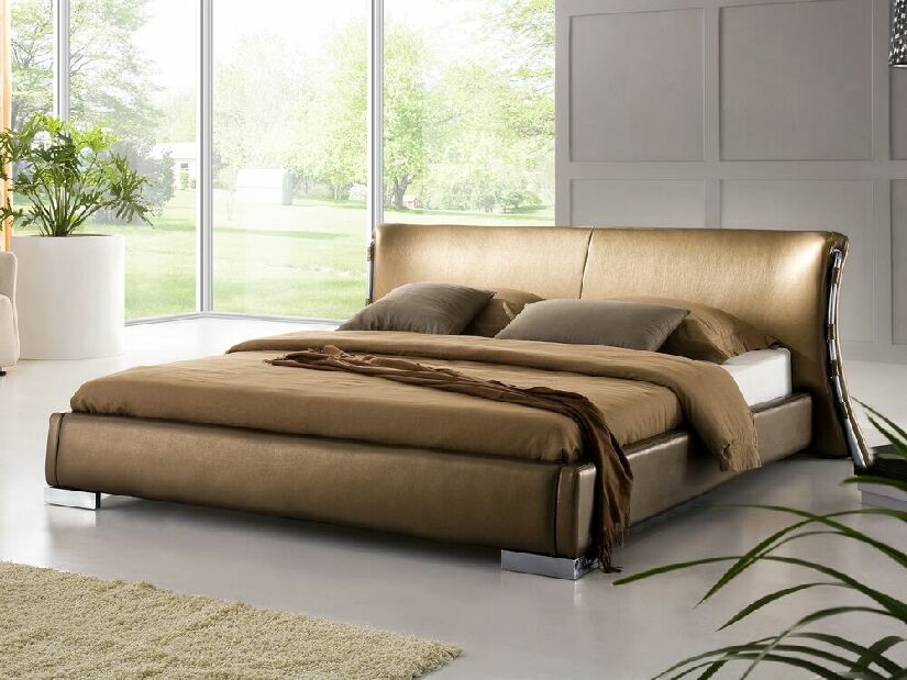 Bračni krevet 140 cm PARNAS (s podnicom) (zlatna)