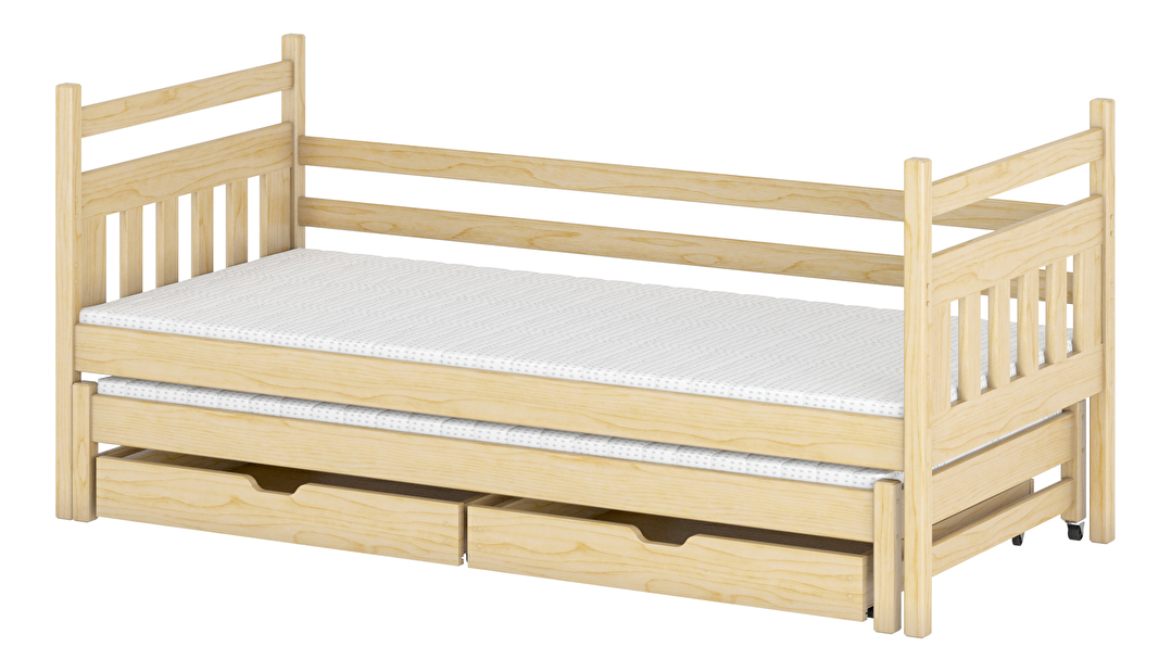 Dječji krevet 90 x 200 cm DANNY (s podnicom i prostorom za odlaganje) (borovina)