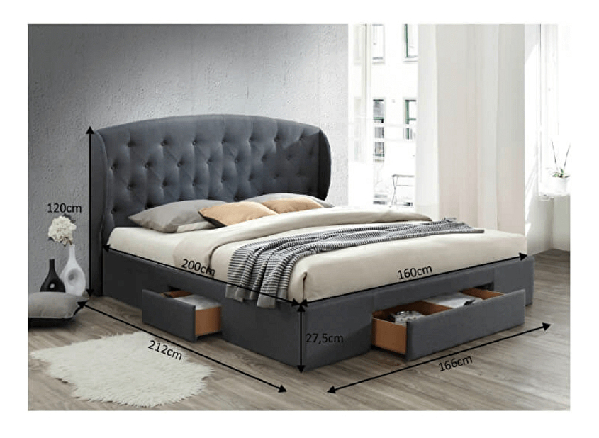 Bračni krevet 160 cm Orella (S podnicom) 