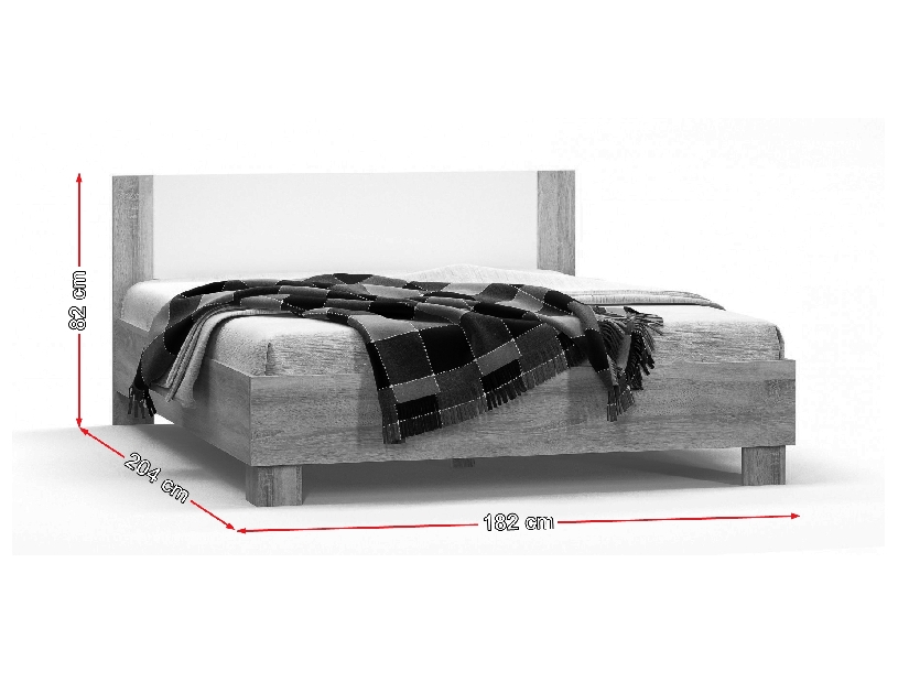 Bračni krevet 180 cm Marlon (hrast sonoma + bijela) (S podnicom) 