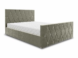 Bračni krevet 160 cm Illa (sivo-bež) (s podnicom i prostorom za odlaganje)