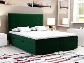 Bračni krevet Boxspring 140 cm Grini (smaragdna) (s prostorom za odlaganje)