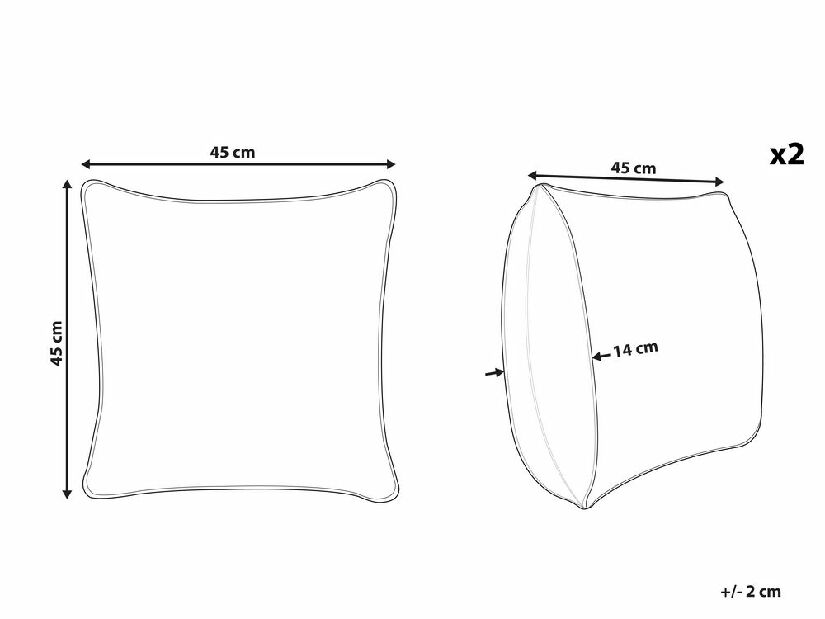 Set 2 ukrasna jastuka 45 x 45 cm Ratib (ružičasta)
