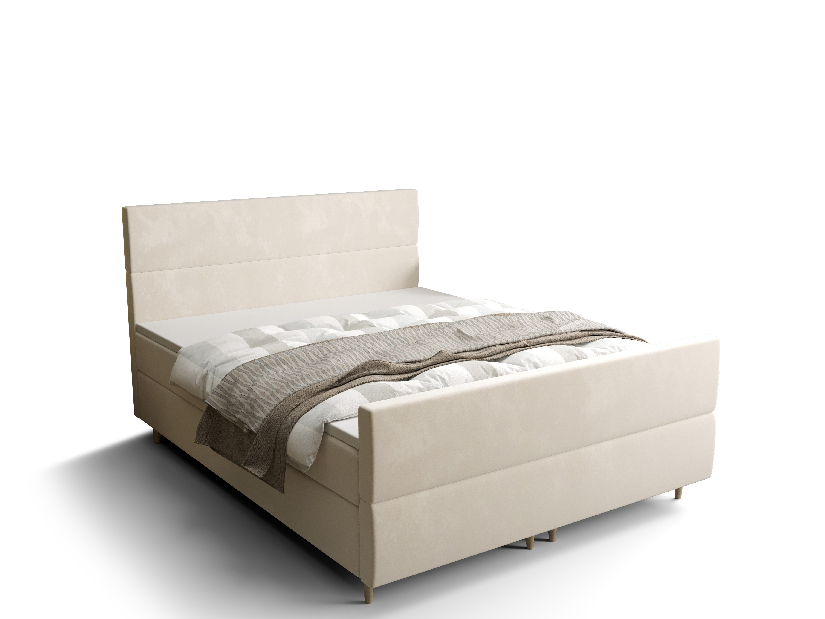Bračni krevet Boxspring 160 cm Flu Plus Comfort (svijetlobež) (s madracem i prostorom za odlaganje)