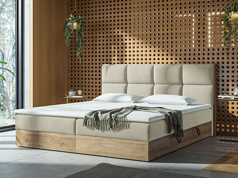 Kontinentalni krevet 140 cm Bolondra (zlatni hrast + soro 21)